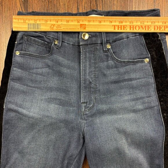 Good American Good Waist Skinny Jeans Velvet Stripe Dark Wash Women’s Size 8/29 - Picture 7 of 11